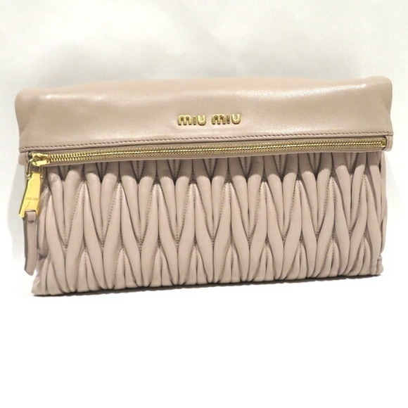 MIUMIU Materasse leather Crystal Chain Handbag Double Strap Logo black